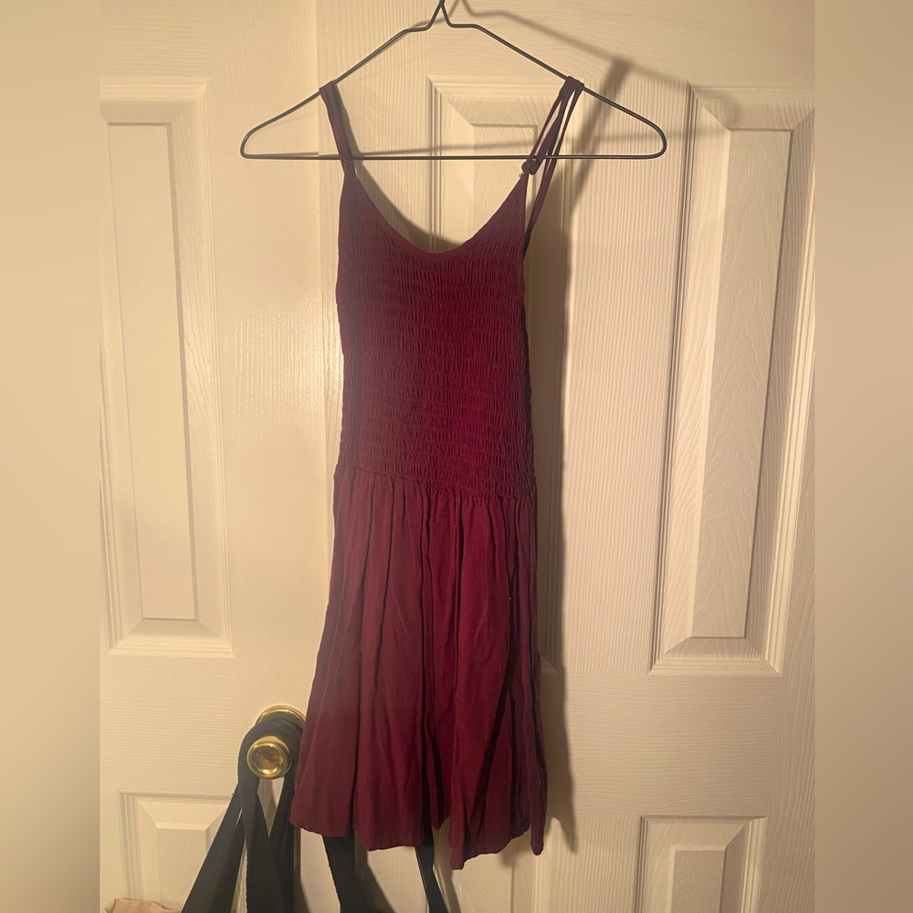 Aropostale Burgundy/Wine Ribbed Skater Dress